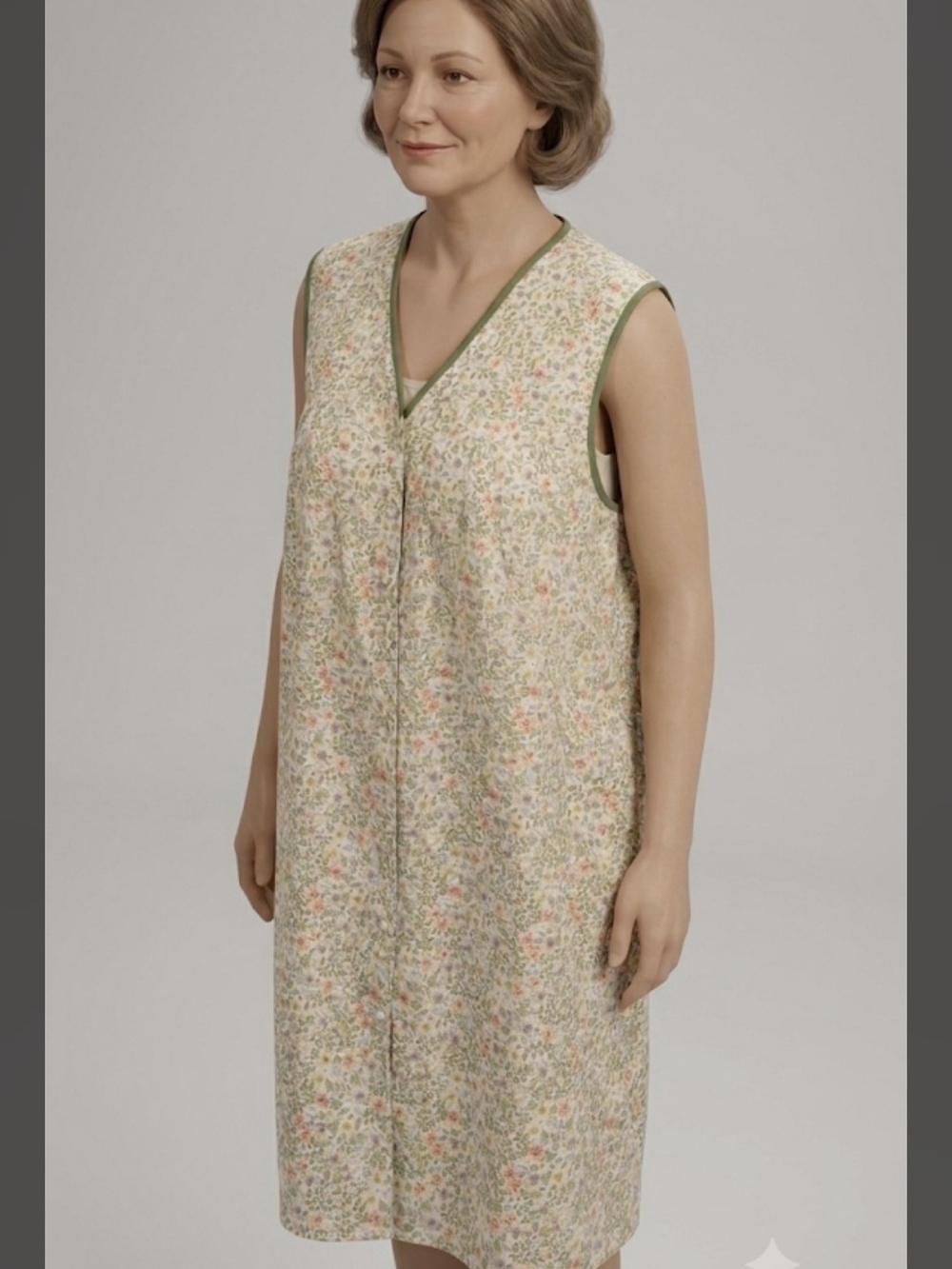 Ashley Taylor Vintage Sleeveless Floral Nightgown/Apron Robe